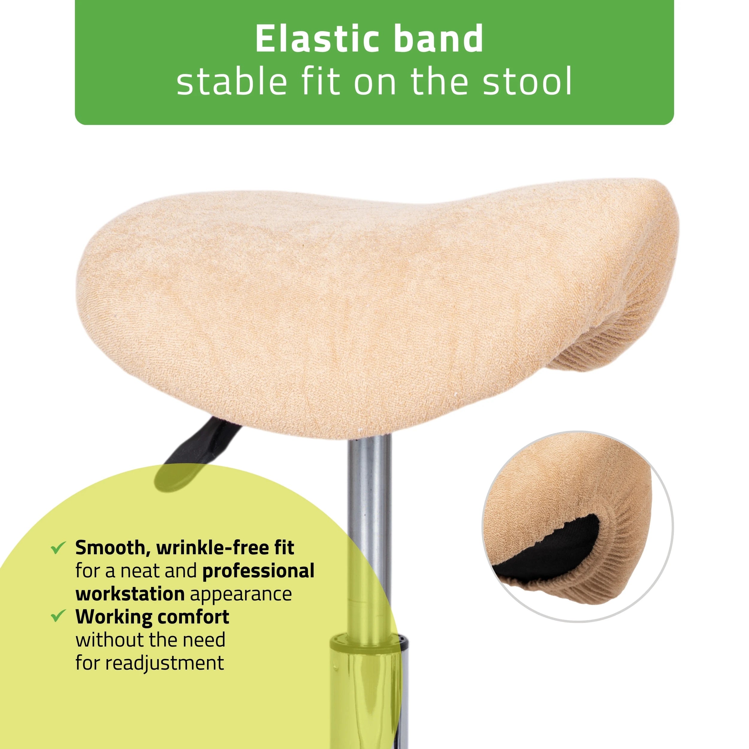 Frotte cover with elastic for stool, diameter 60 cm creamy latte
