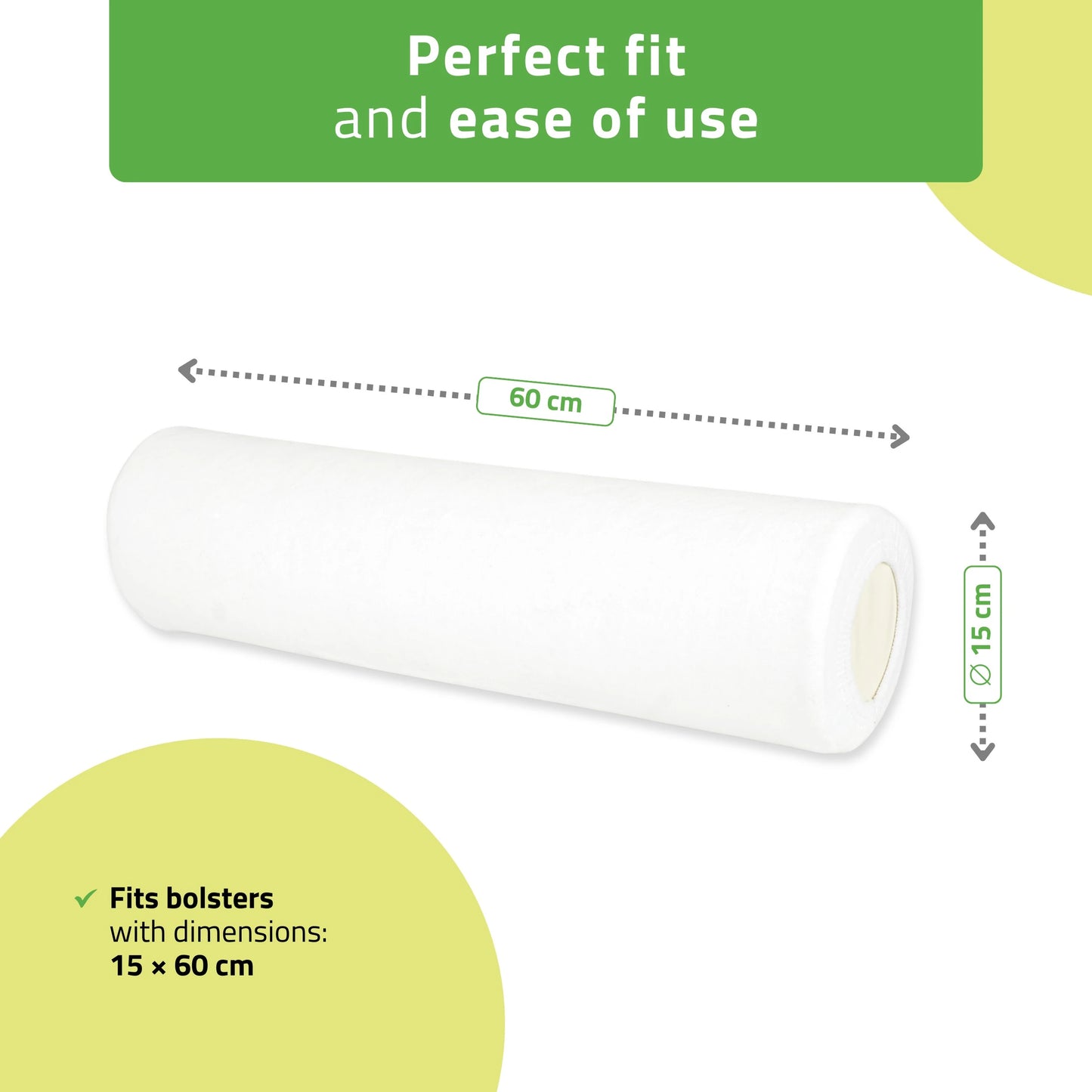 Sammetskudde med elastisk band för kudde, 15 × 60 cm vit