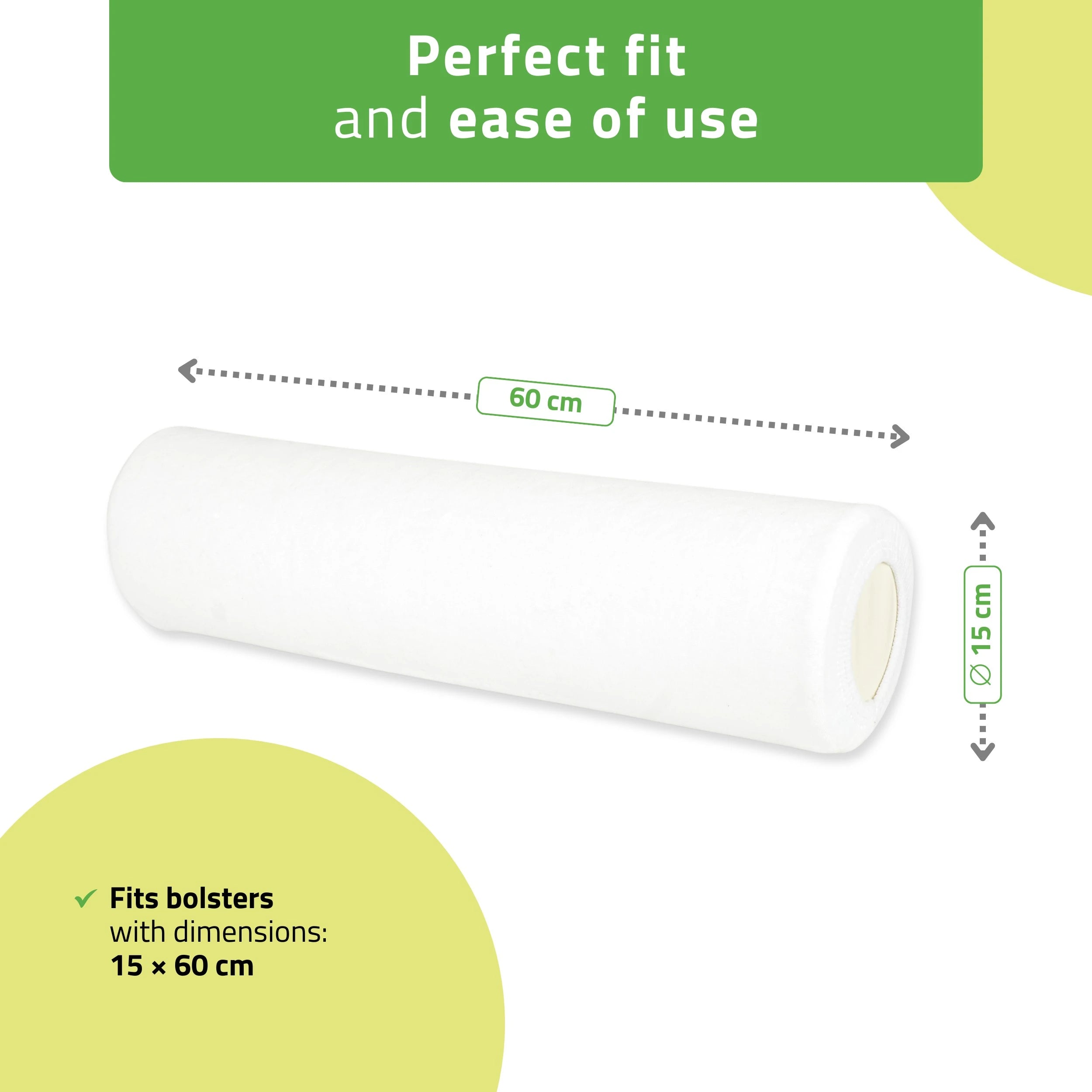 Sammetskudde med elastisk band för kudde, 15 × 60 cm vit