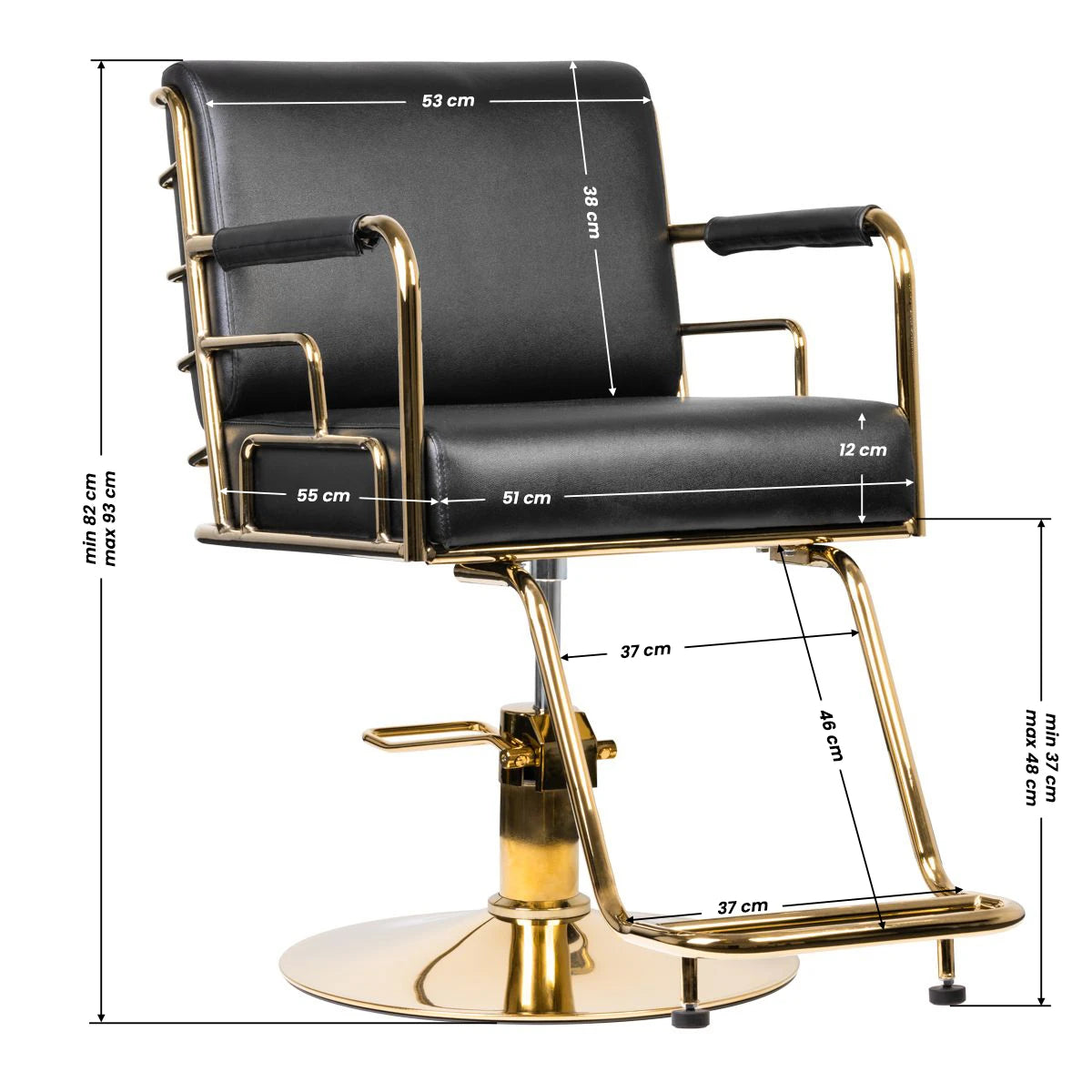 Hairdressing chair GABBIANO PRATO GOLD - BLACK
