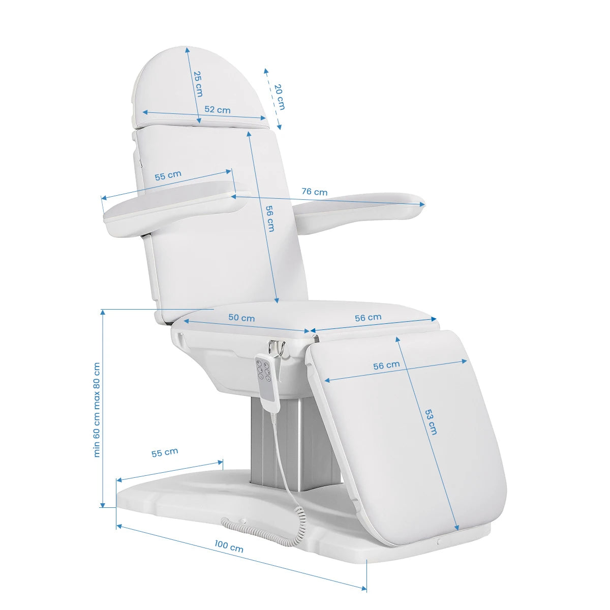Sillon Eclipse electric cosmetic chair 3 actuators white
