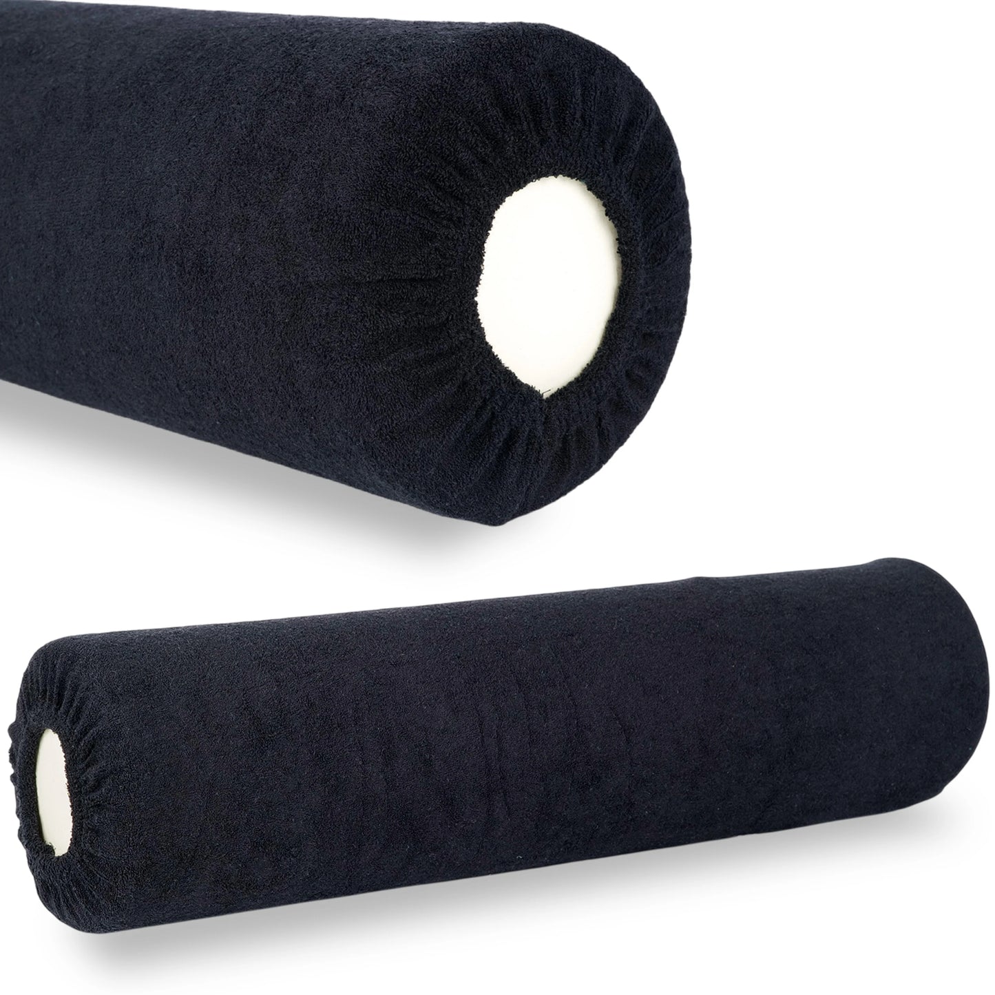 Frotte cover for bolster, 15 × 60 cm black