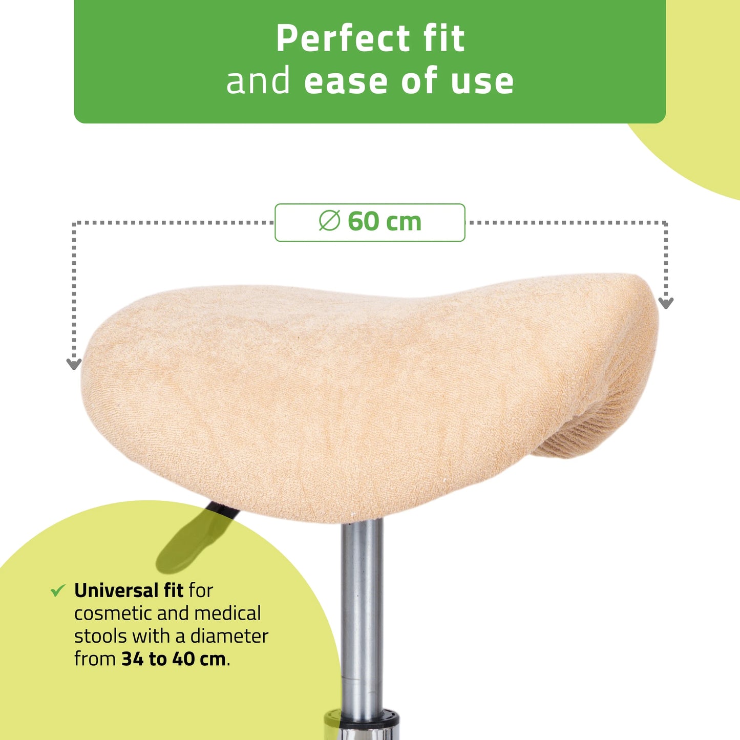 Frotte cover with elastic for stool, diameter 60 cm creamy latte
