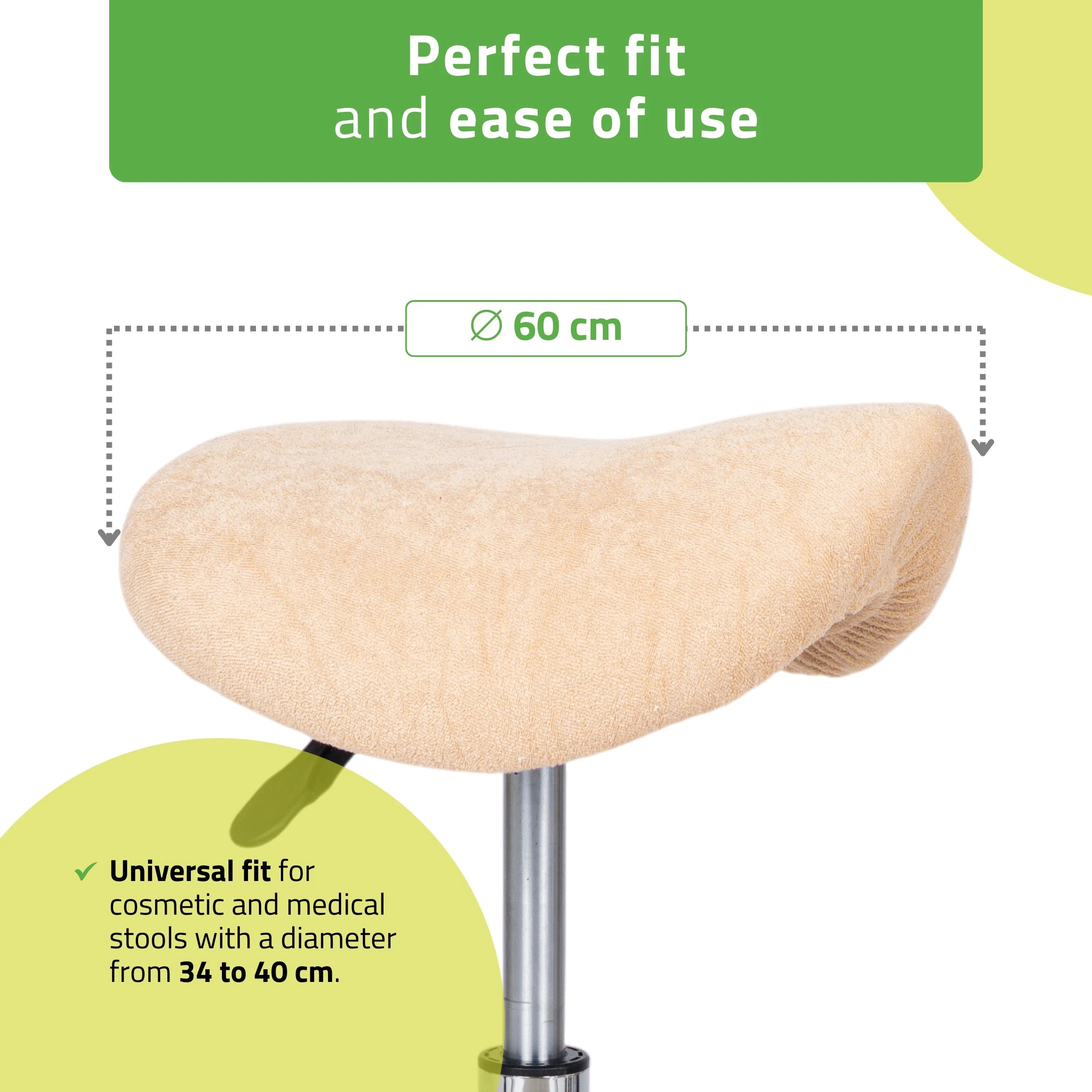 Frotte cover with elastic for stool, diameter 60 cm creamy latte