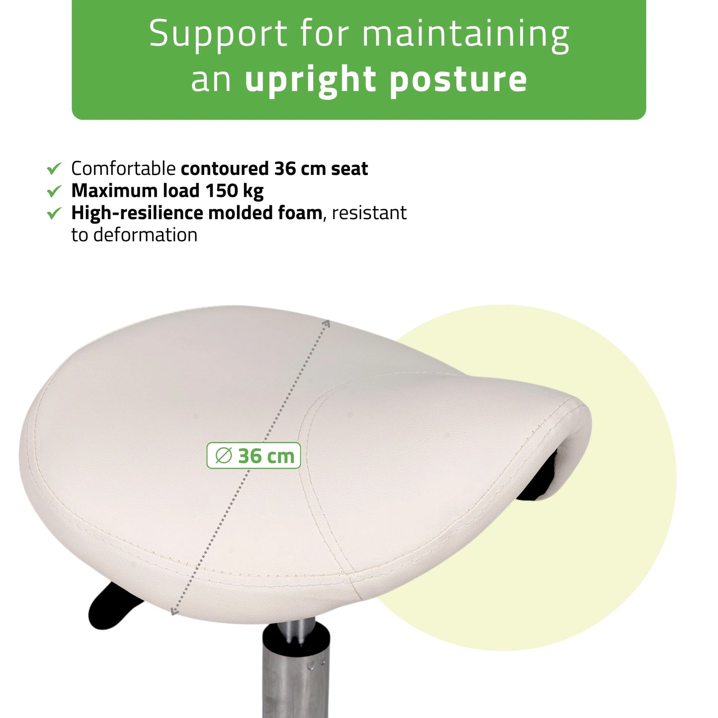Saddle stool Lila, PVC k501 vit