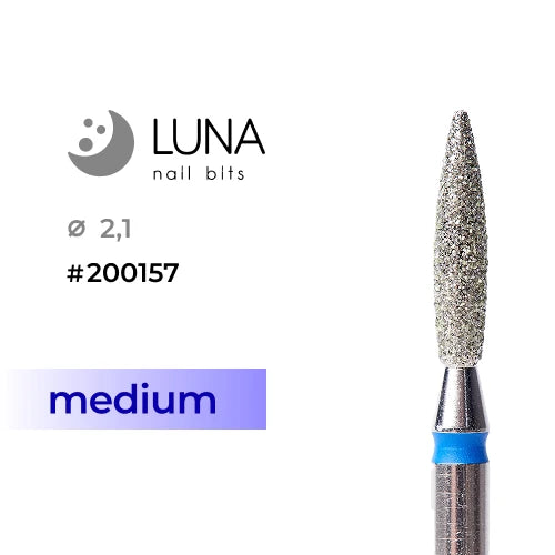 Luna Bits Diamantborr Flame 2,1 mm, Medium Kornstorlek, Blå