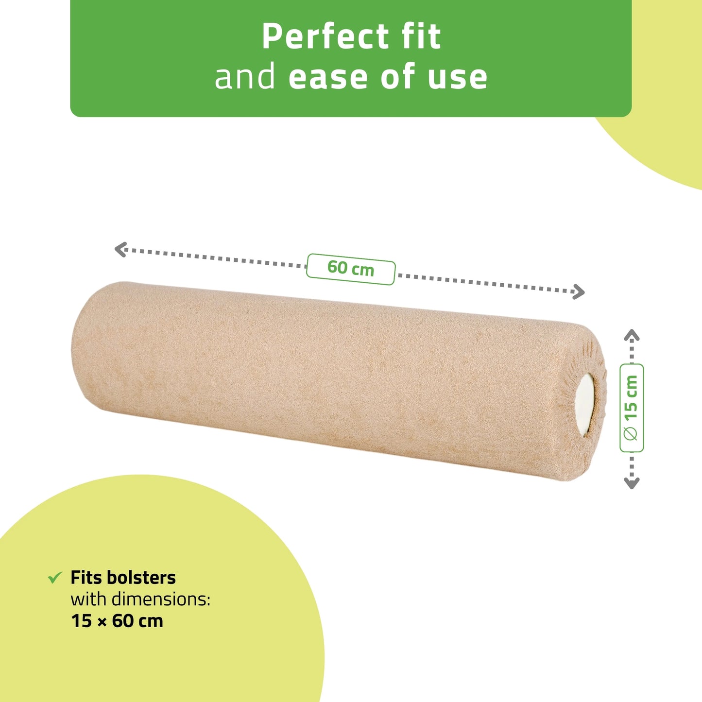 Frottékudde med elastisk band för kudde, 15 × 60 cm creamy latte
