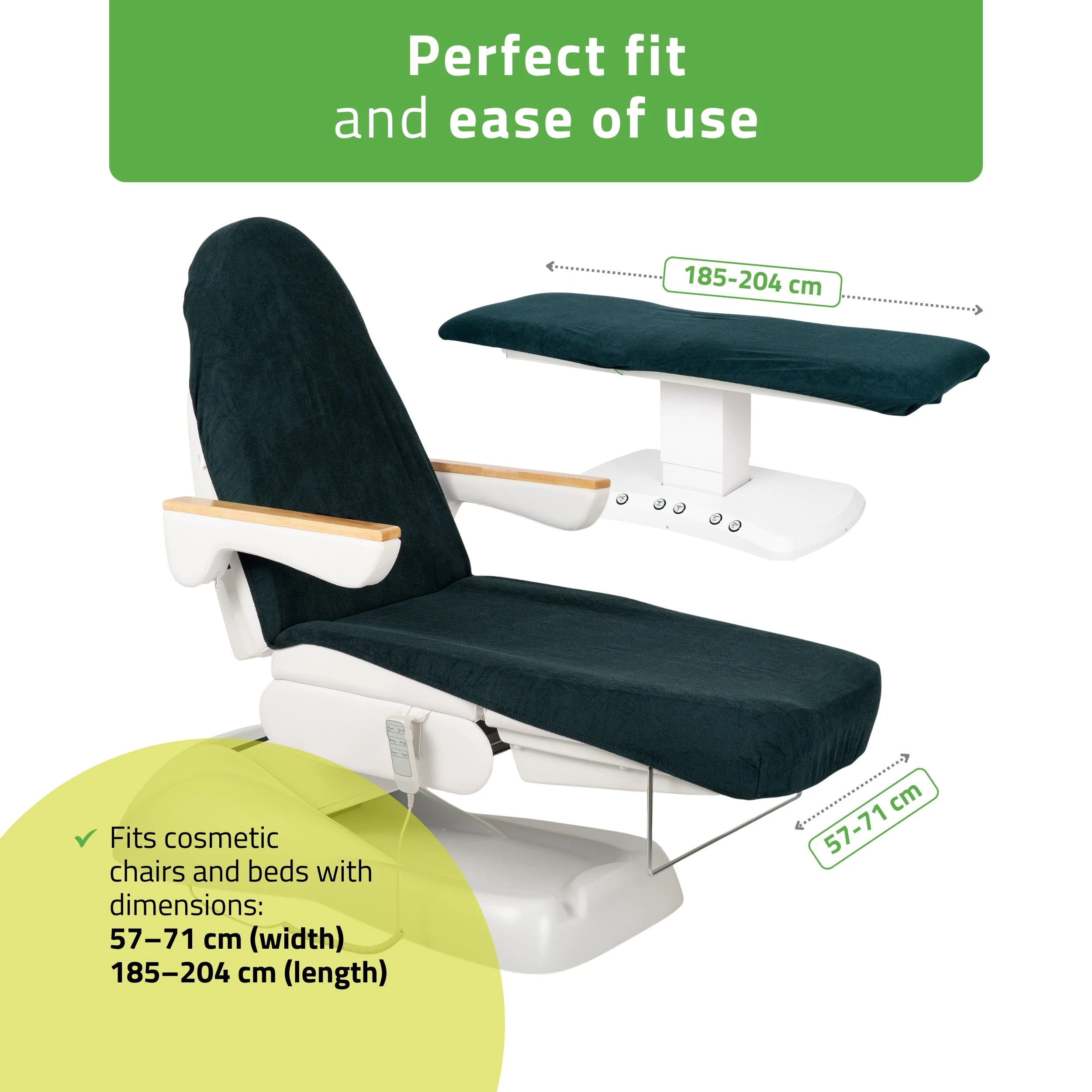Frotte sheet with elastic and ties for cosmetic chair, 70 × 190 cm bottle green