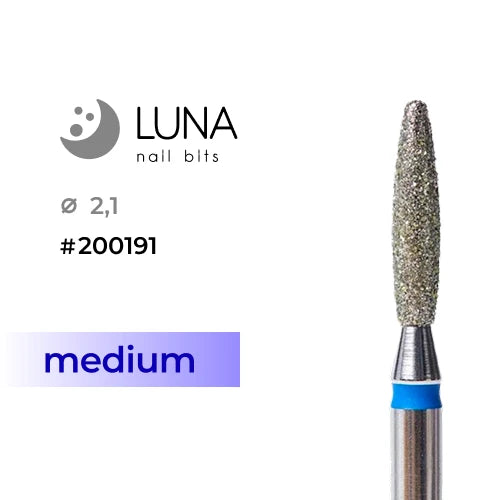Luna Bits Diamantborr Rounded Flame 2,1-10, Blå (Medium)