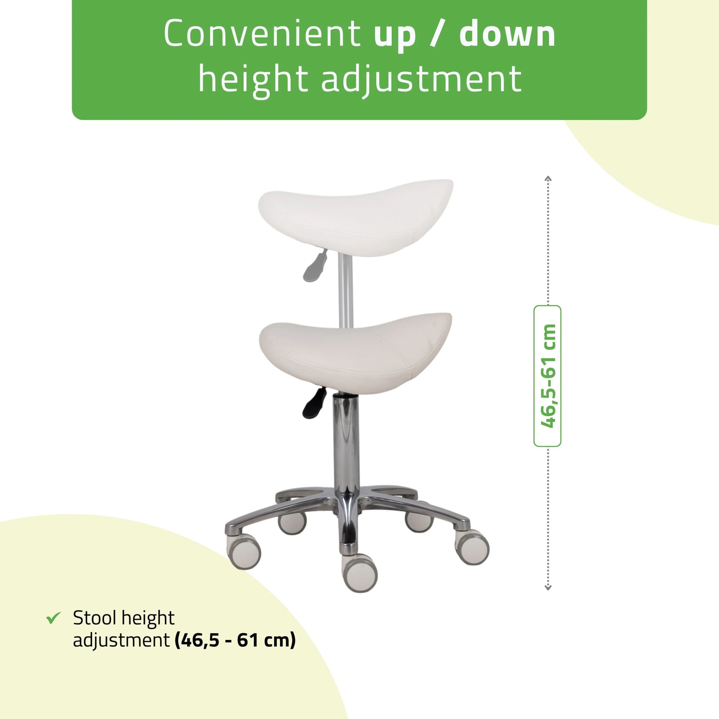 Saddle stool Lila, PVC k501 vit