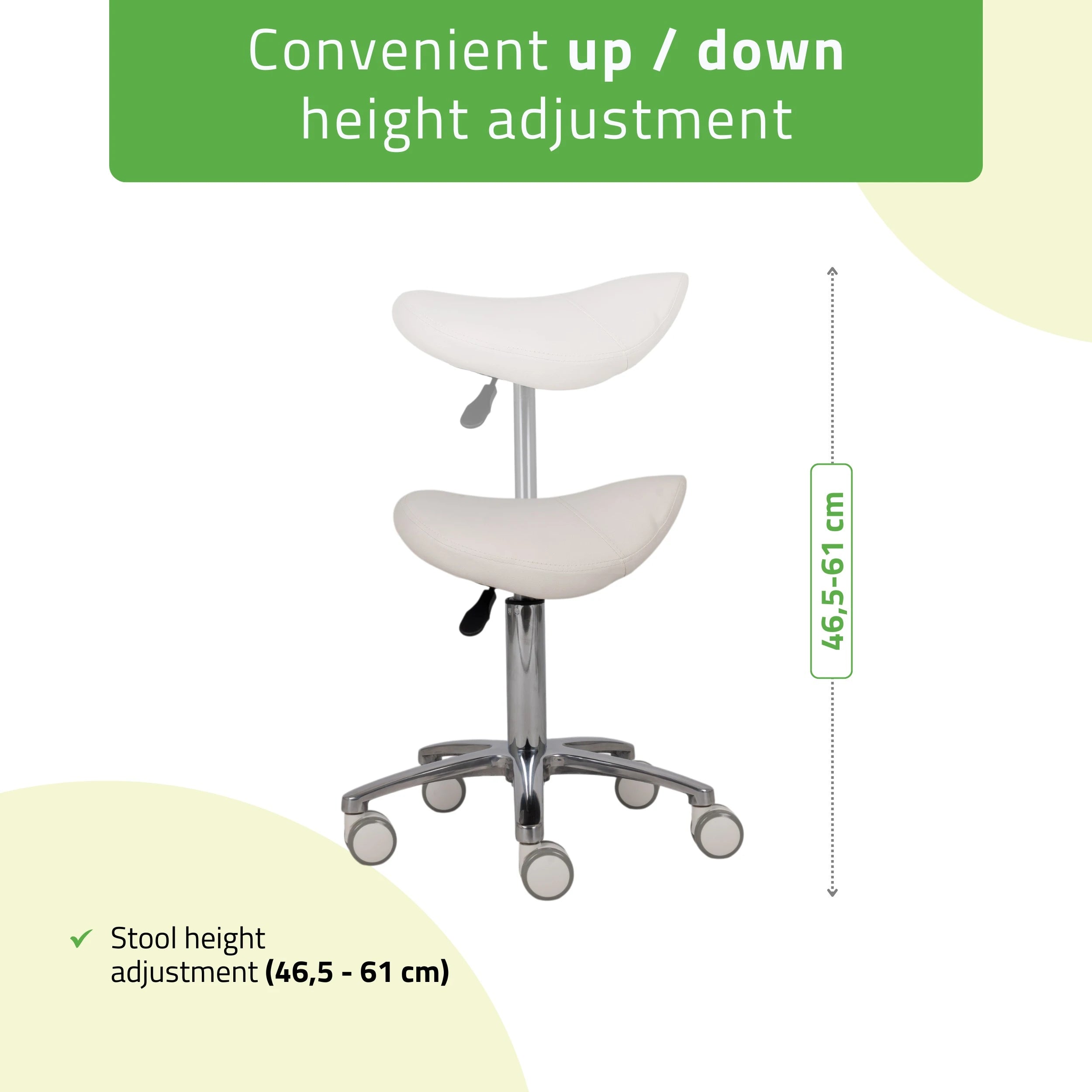 Saddle stool Lila, PVC k501 vit