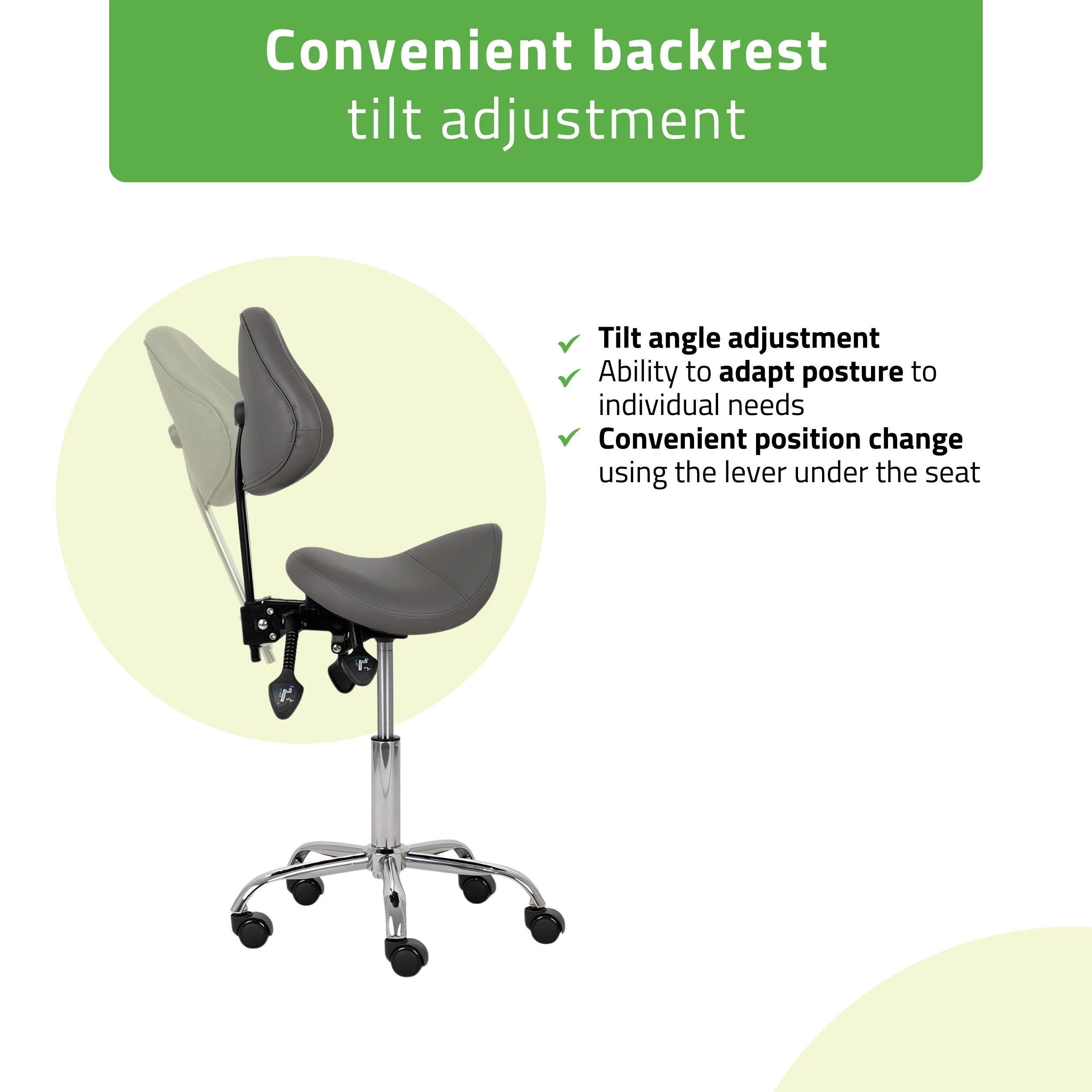 Saddle stool Sola, Comfy Base k521 grå