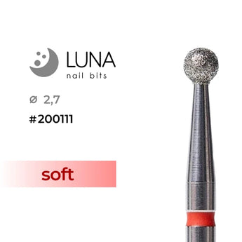 Luna Bits Diamantborr Ball för manikyr och pedikyr, 2,7 mm, röd (fin)