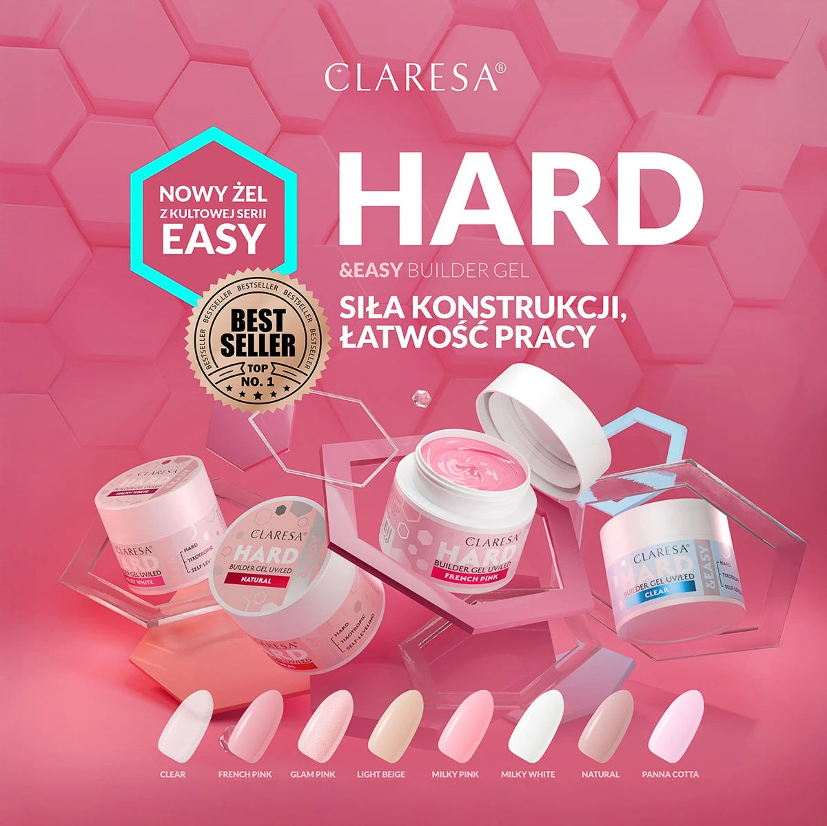 HARD&EASY BUILDER GEL GLAM PINK 12g