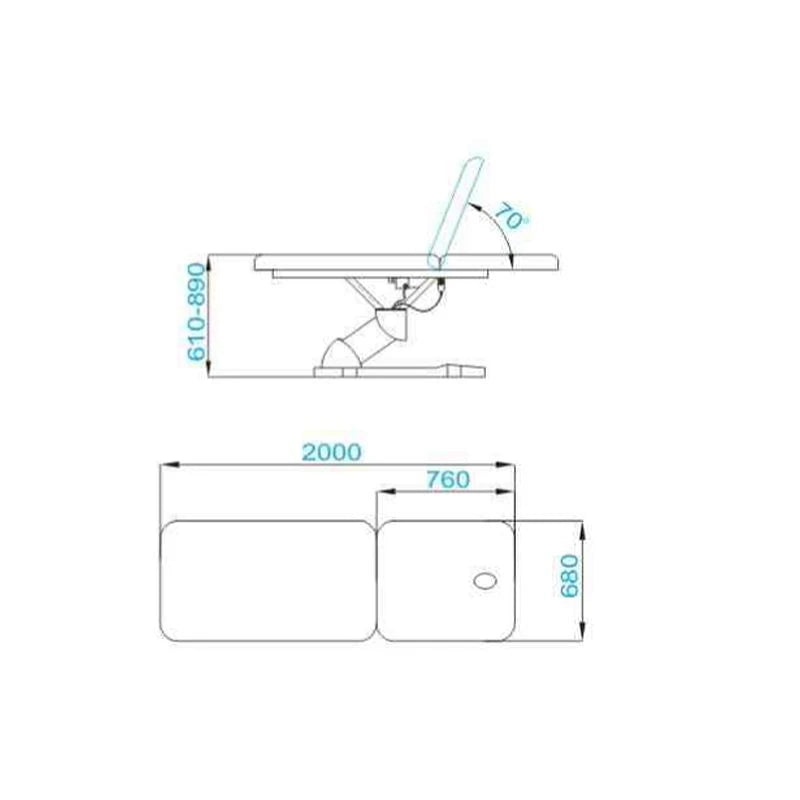AZZURRO Elektrisk behandlingsbänk azzurro 808 2 motorer, Vit