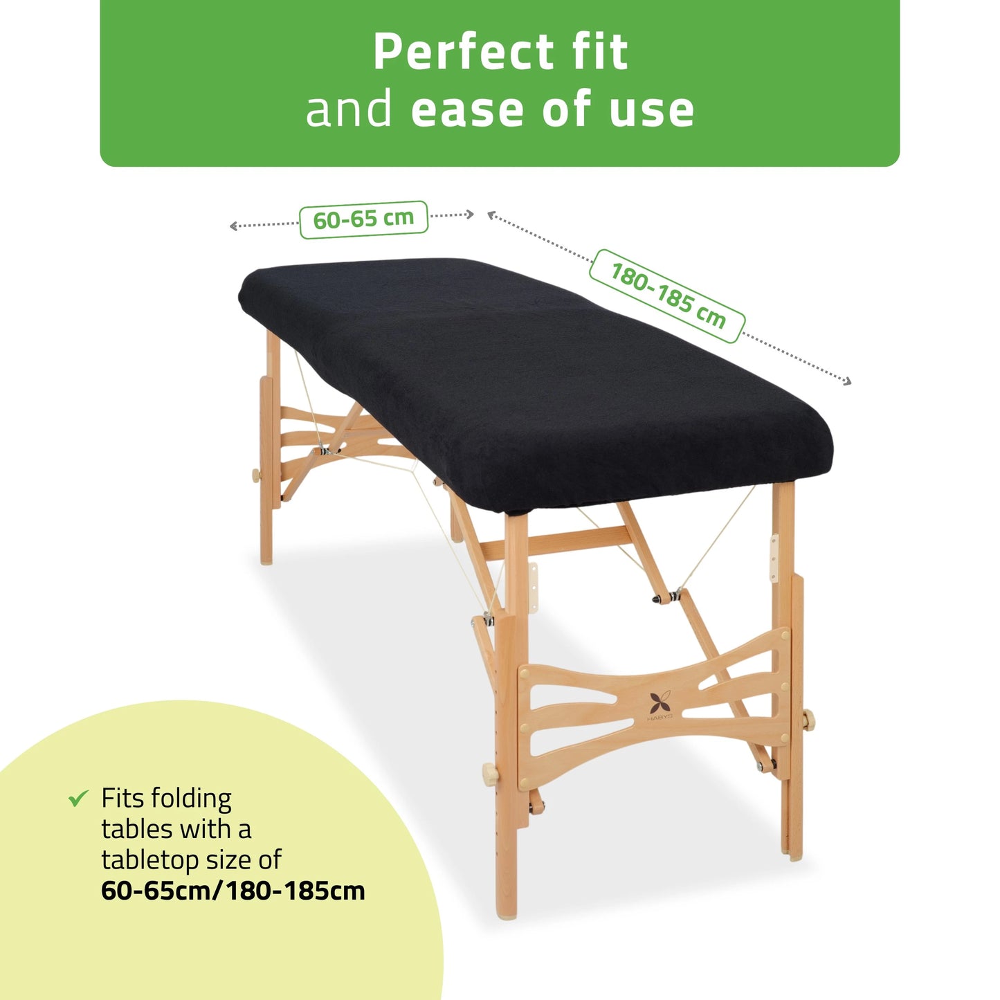 Frottéaläcke för bärbar massagebänk 60-65/180-185 cm, svart