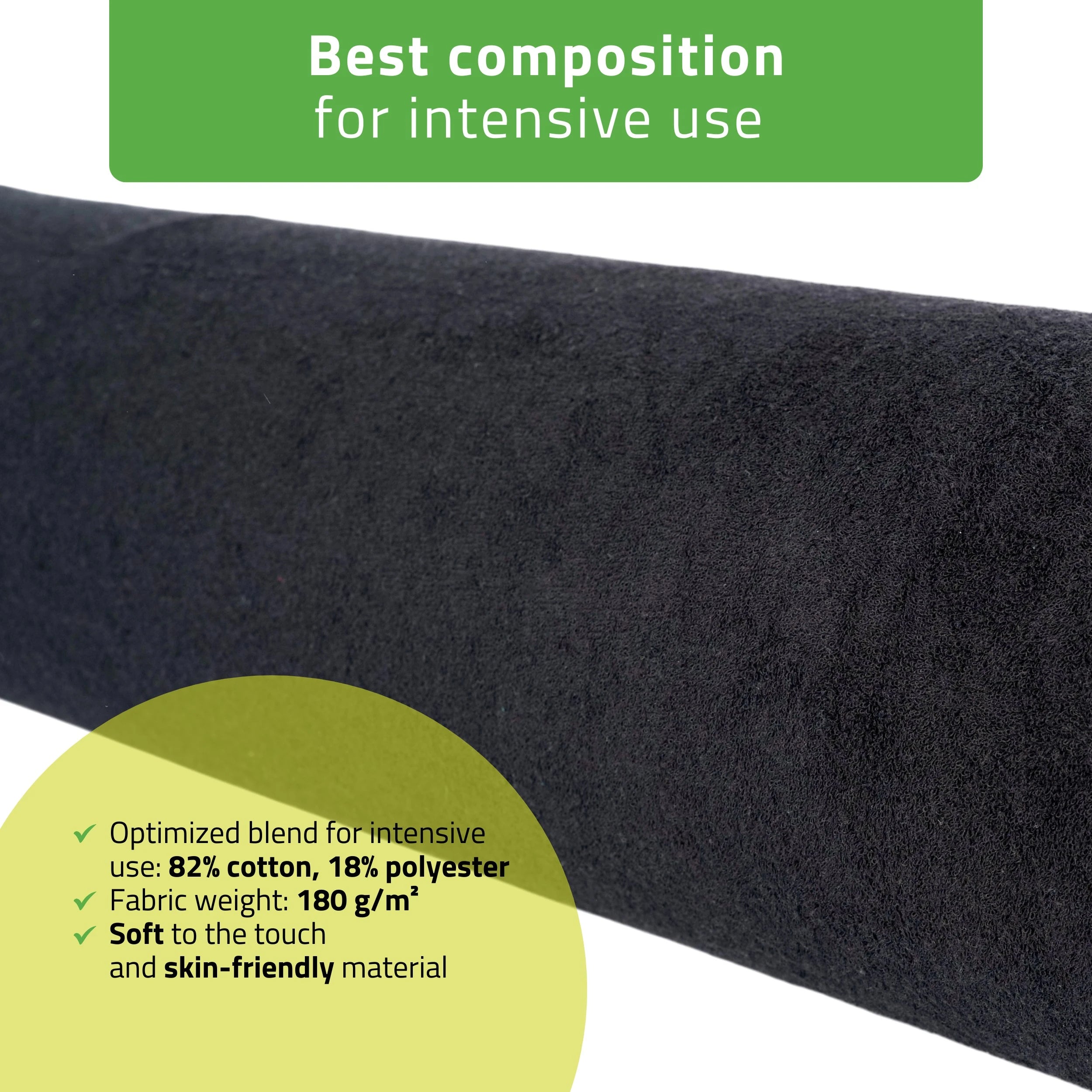 Frotte cover for bolster, 15 × 60 cm black