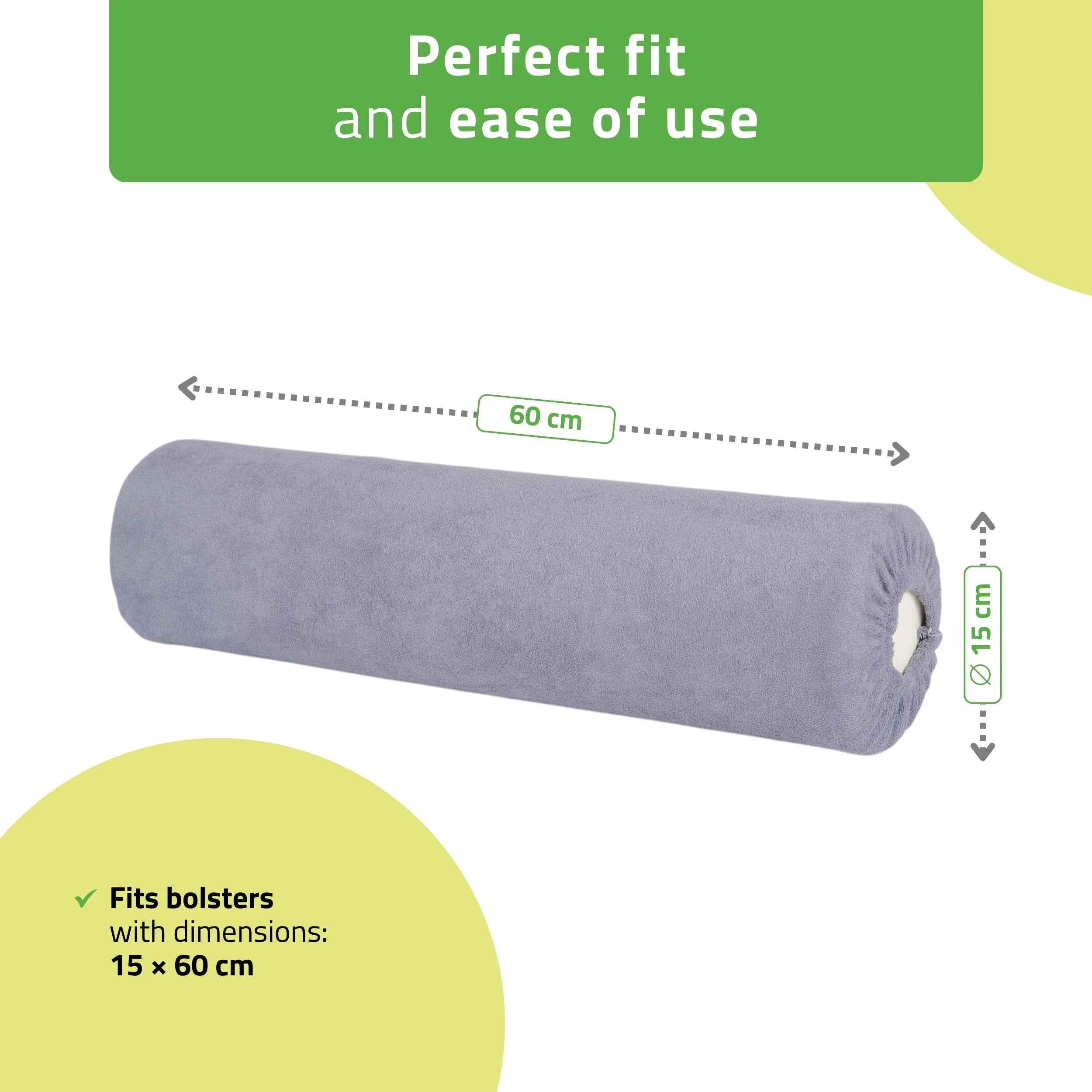 Frottékudde med elastisk band för kudde, 15 × 60 cm grå