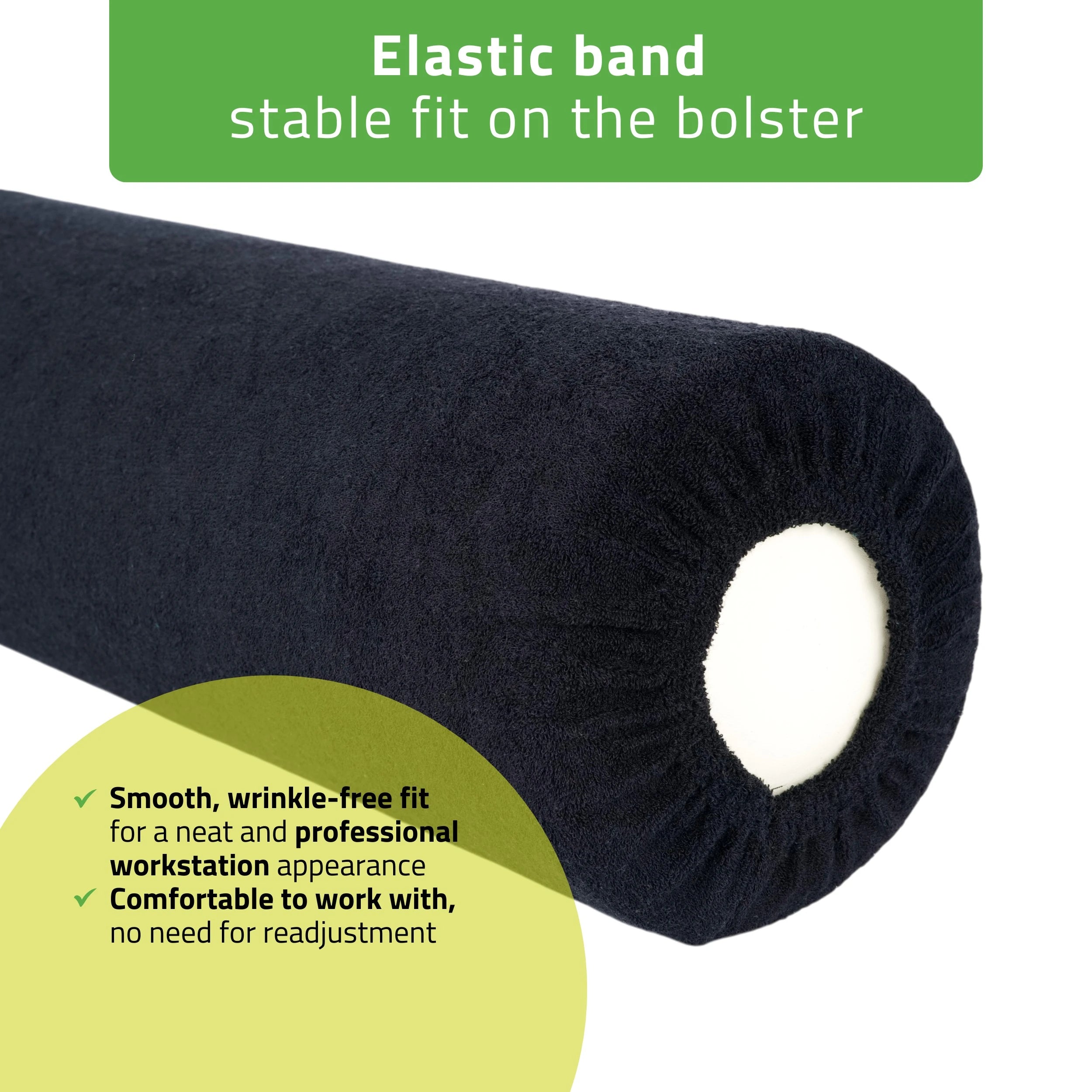 Frotte cover for bolster, 15 × 60 cm black