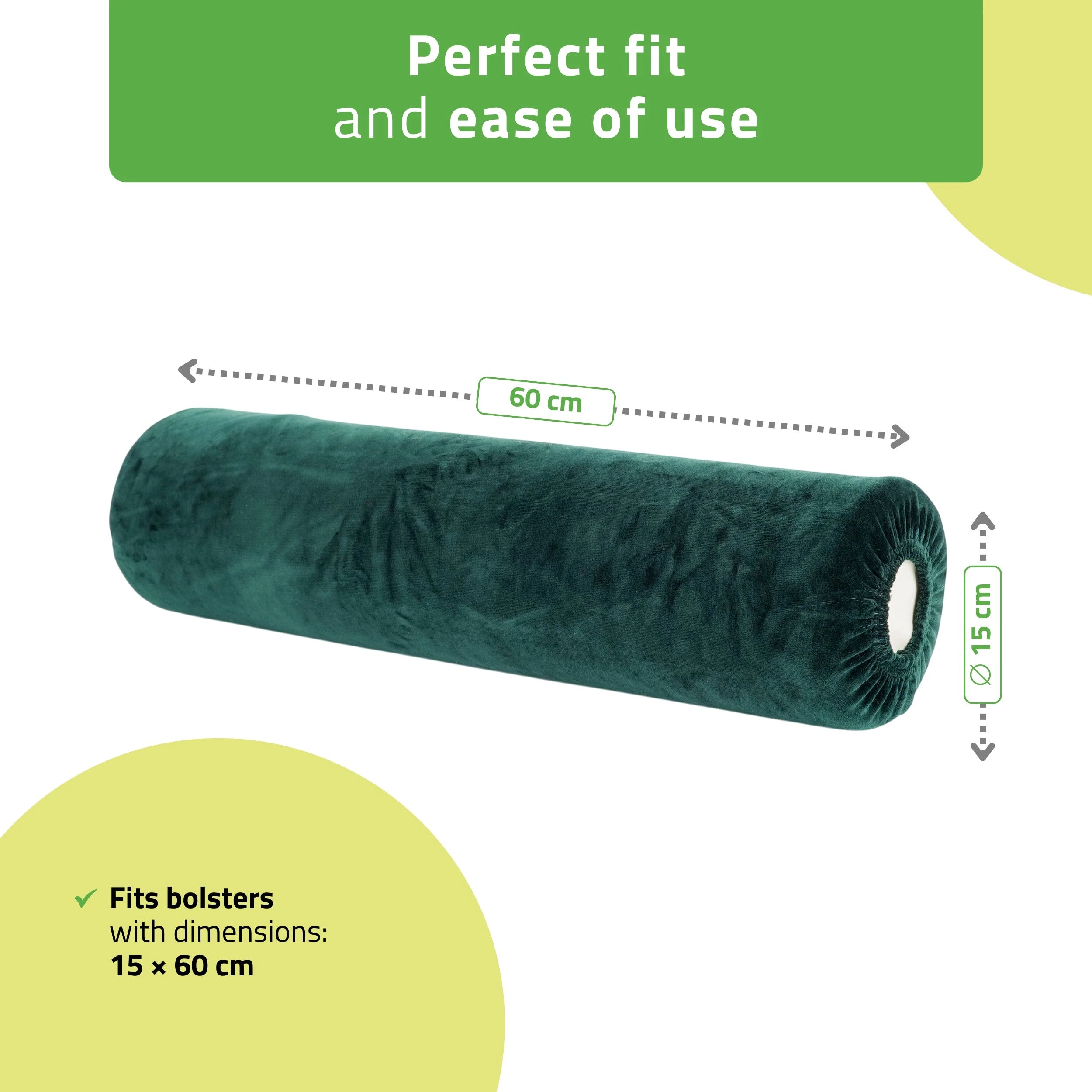 Sammetskudde med elastisk band för kudde, 15 × 60 cm flaskgrön