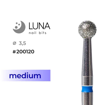 Luna Bits Diamantborr Ball 3,5 mm, Blå, Medium Kornstorlek