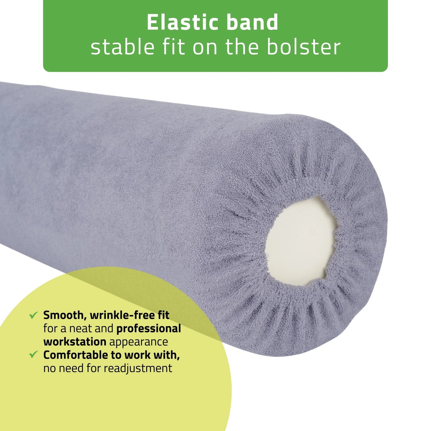 Frottékudde med elastisk band för kudde, 15 × 60 cm grå