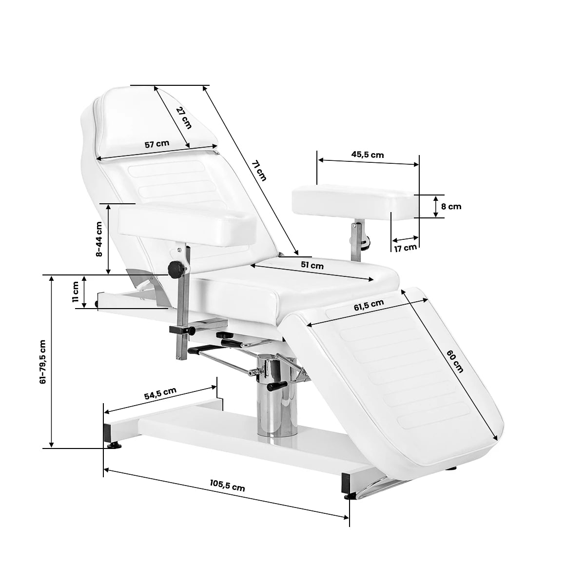 Cosmetic hydraulic chair Sillon A 210DH with cradle white