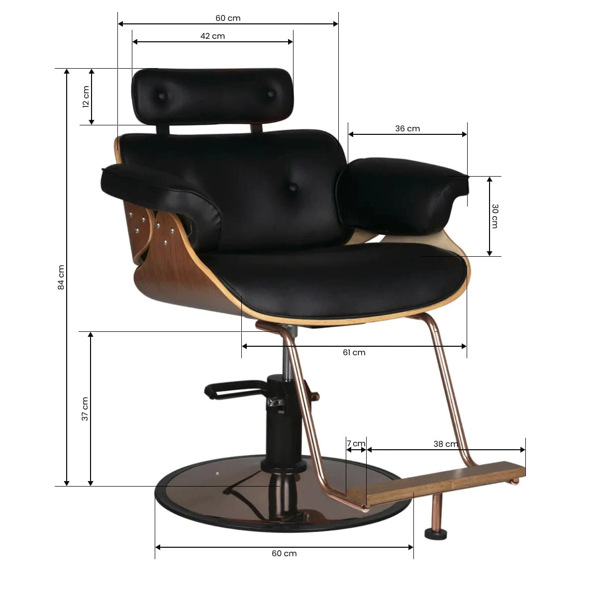 Hairdressing chair Gabbiano Florence black walnut