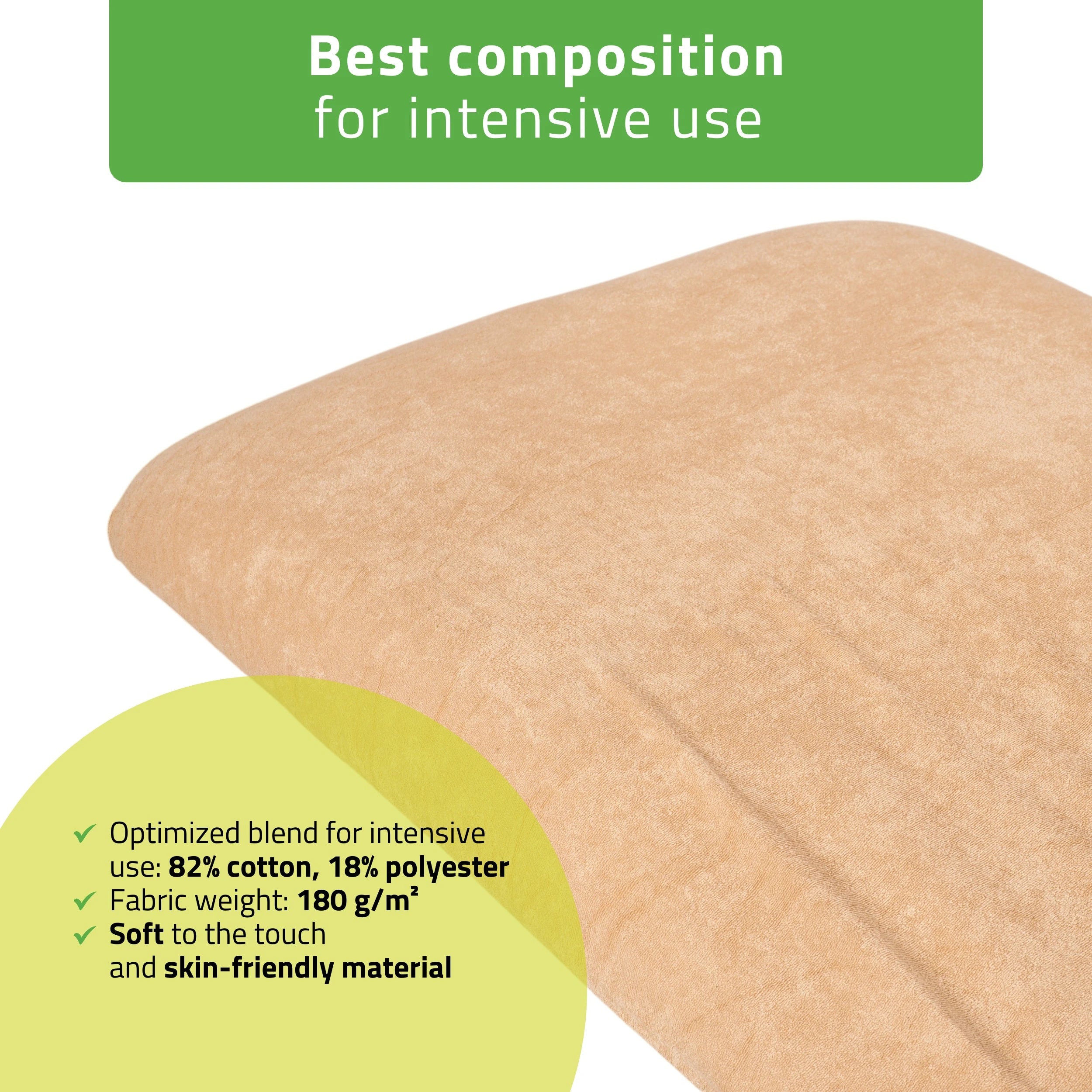 Frotte sheet with elastic and ties for cosmetic chair, 70 × 190 cm creamy latte