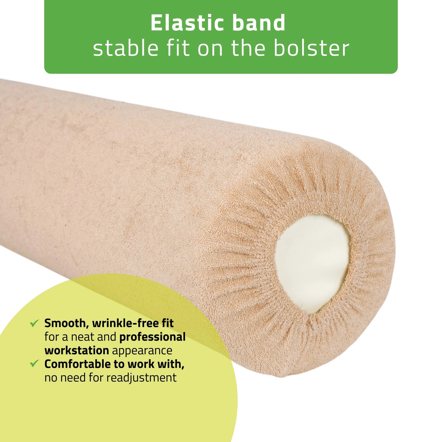 Frottékudde med elastisk band för kudde, 15 × 60 cm creamy latte