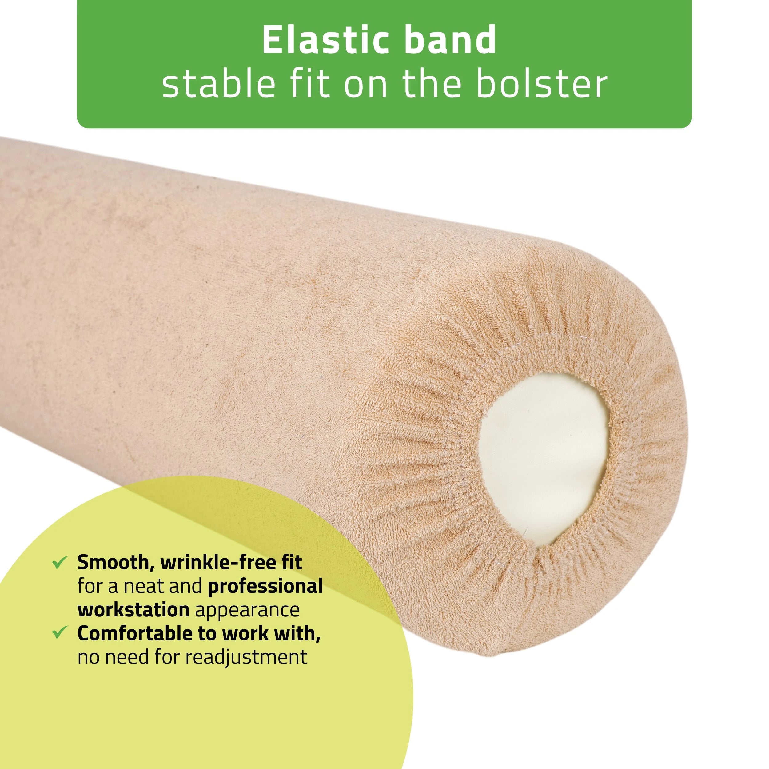 Frottékudde med elastisk band för kudde, 15 × 60 cm creamy latte