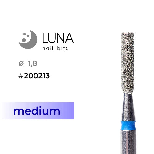 Luna Bits Diamantborr Cylinder, 1,8 mm x 8 mm, Blå, Medium Grit