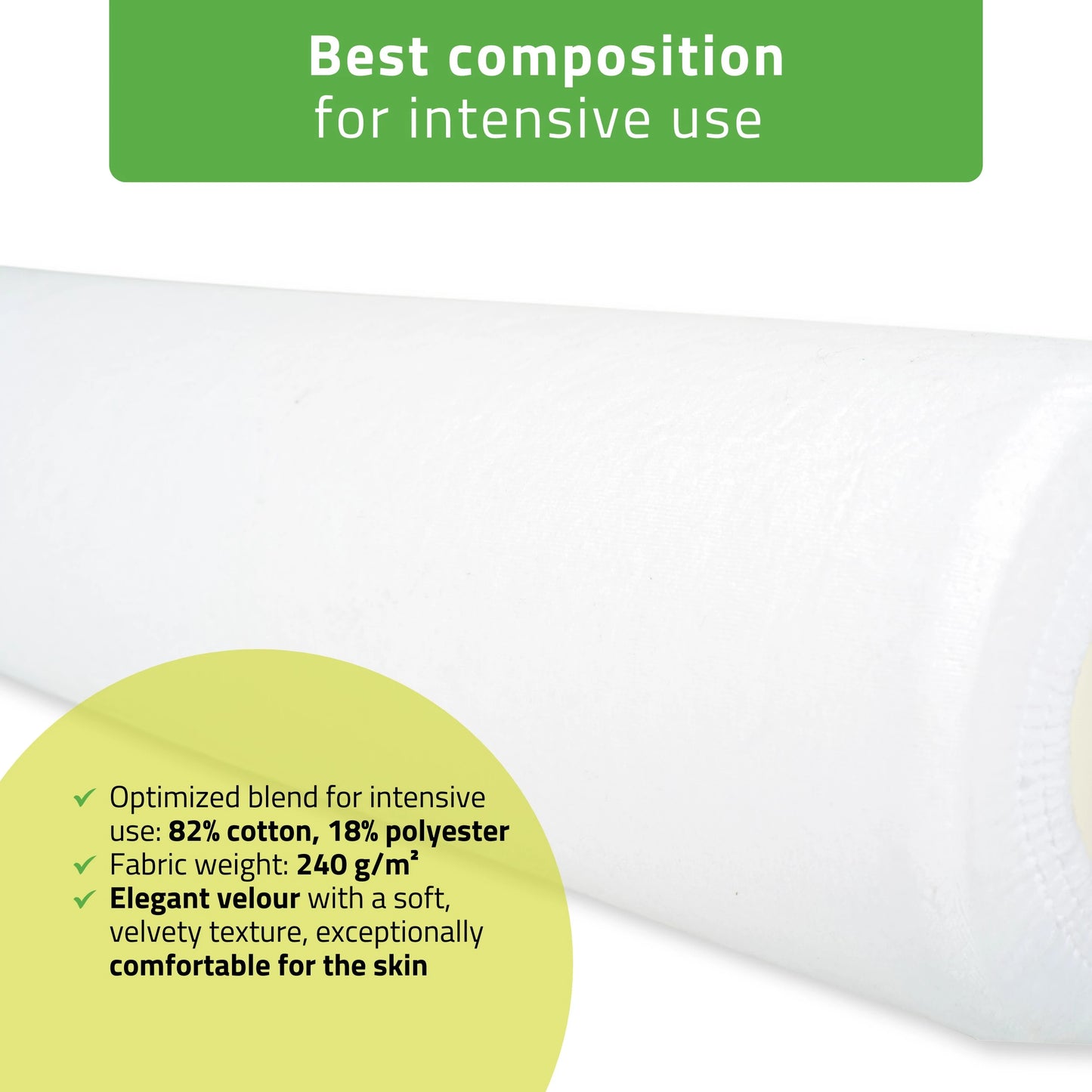 Sammetskudde med elastisk band för kudde, 15 × 60 cm vit
