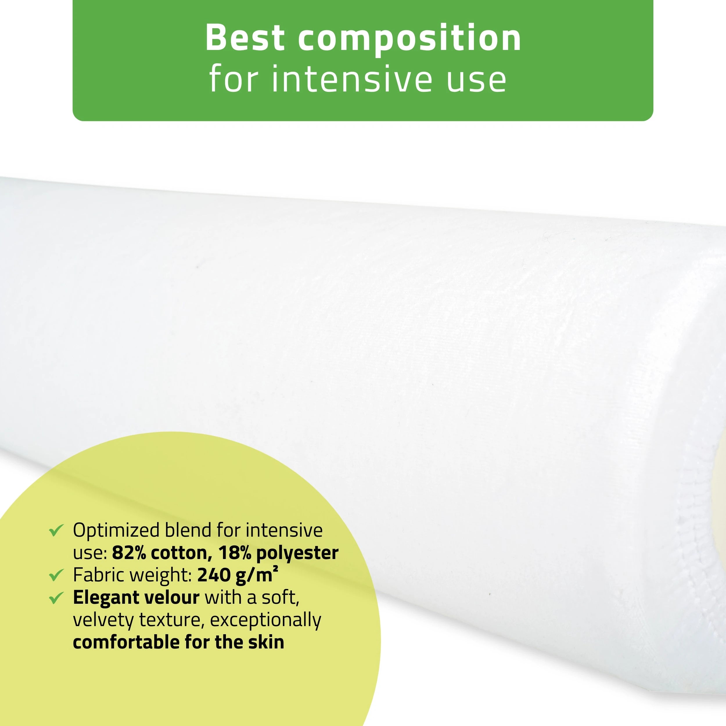 Sammetskudde med elastisk band för kudde, 15 × 60 cm vit