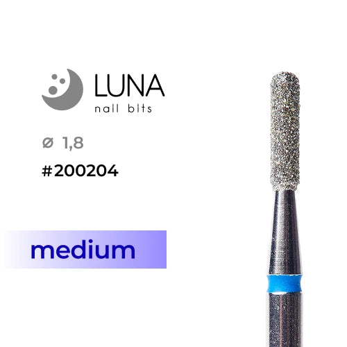 Diamond Nail Drill Bit Rounded Cylinder 1.8mm-7mm Blue Medium Grit