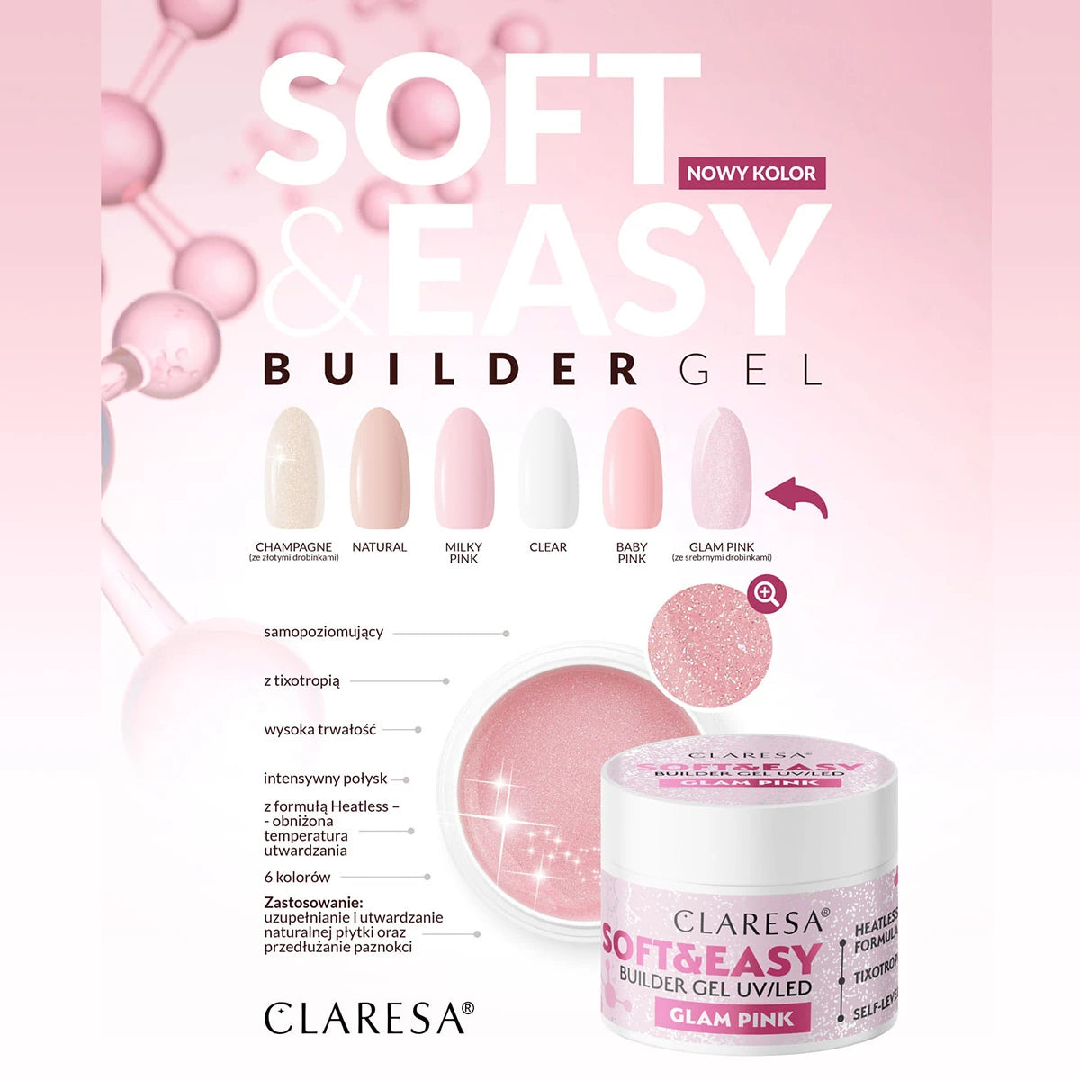 CLARESA Single Phase Gel Soft&Easy glam pink 90 g