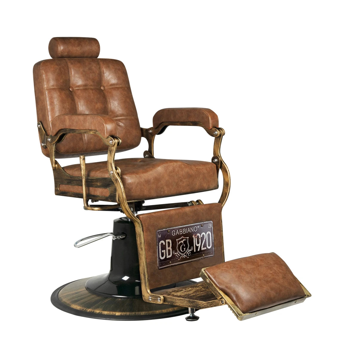 GABBIANO Boss barberarstol Old Leather ljusbrunt
