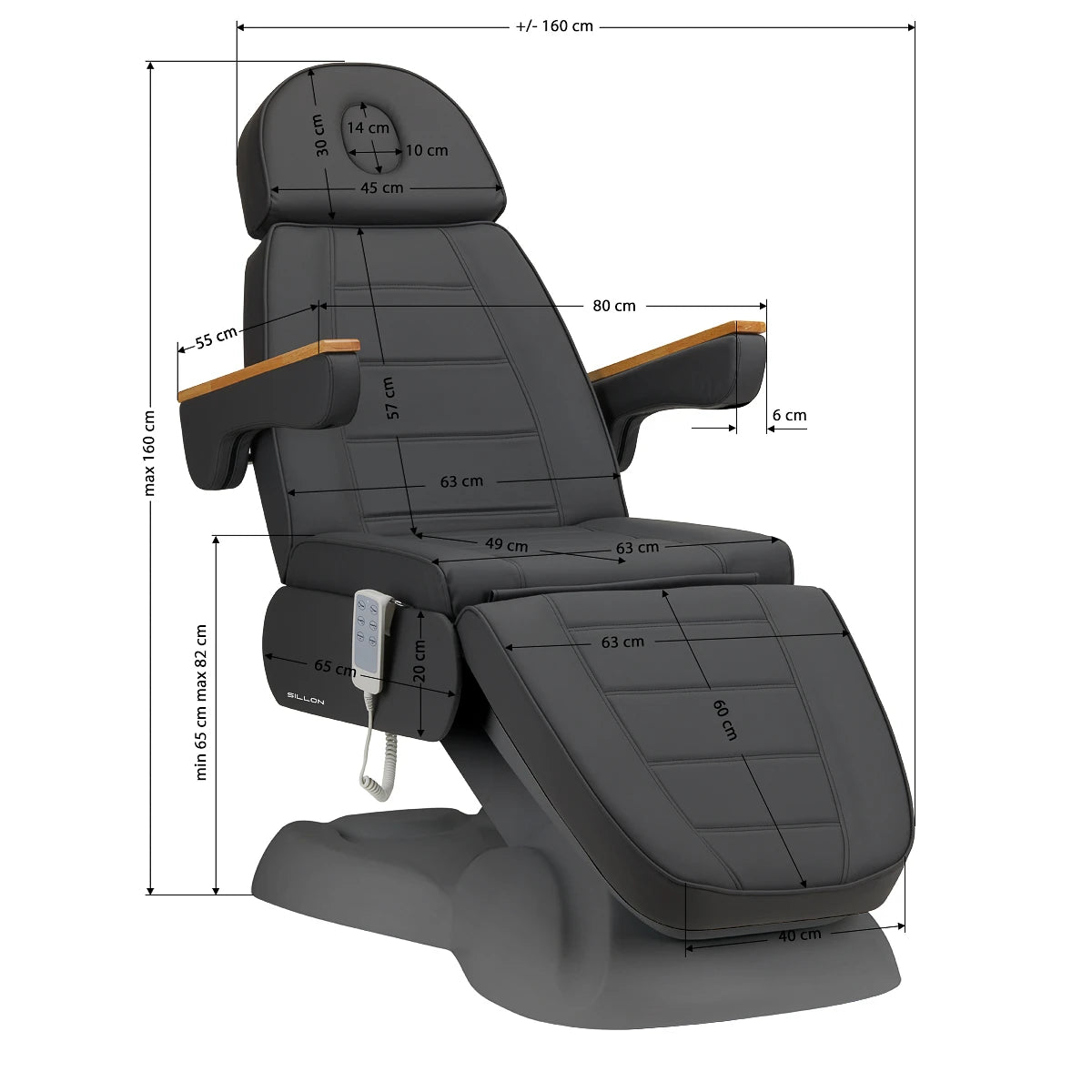 Beauty bed-couche SILLON LUX 273b, 3 motors, gray