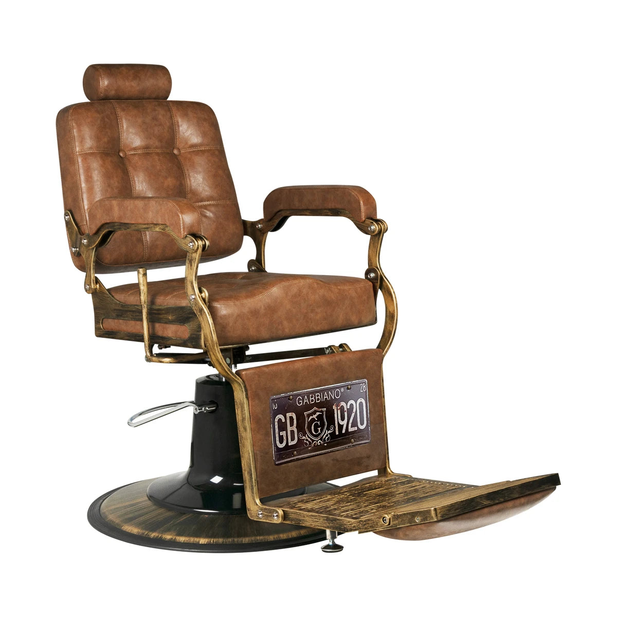 GABBIANO Boss barberarstol Old Leather ljusbrunt