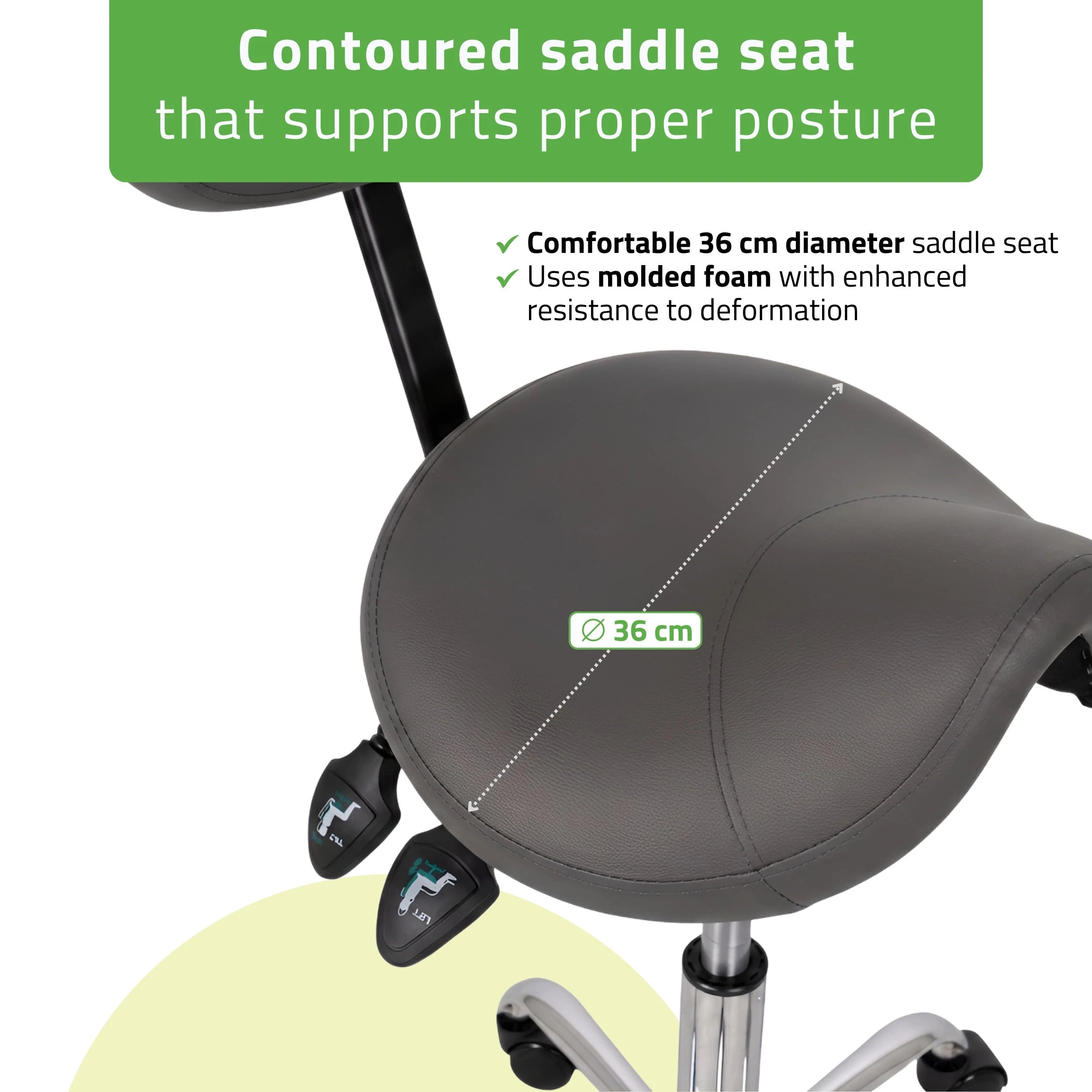 Saddle stool Sola, Comfy Base k521 grå