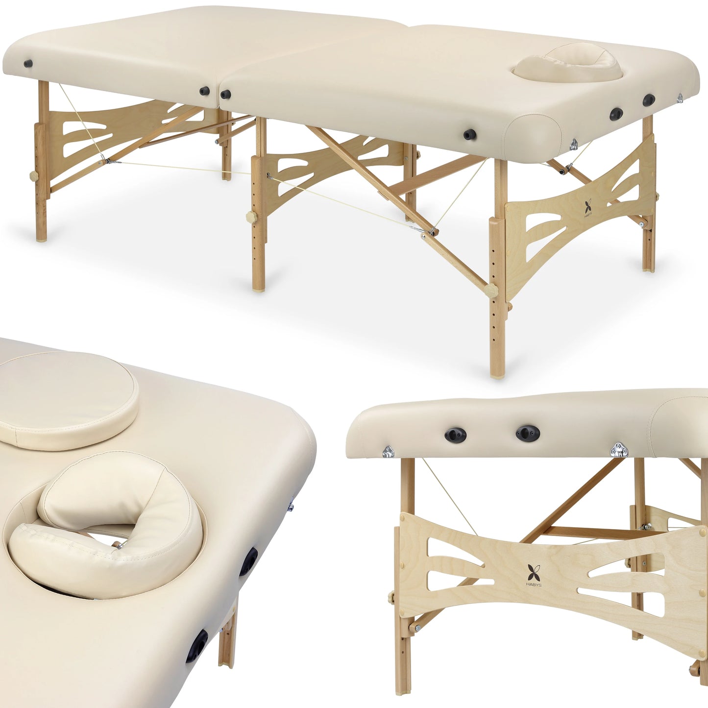 Massagebänk Integral Light Wood 102 Comfort Ansikte Hål Vinyl Flex K033 Beige