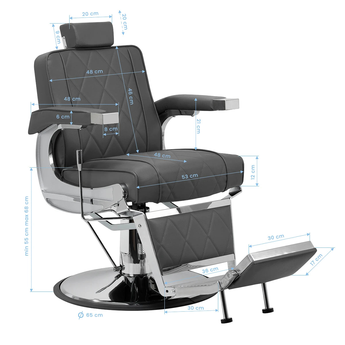 HAIR SYSTEM barberarstol BM88066, grå