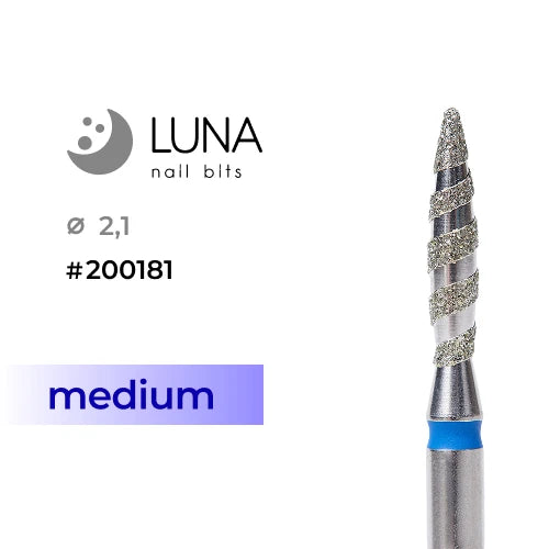 Luna Bits Diamantborr Flame Tornado, 2,1-10, Blå, Medium Grit