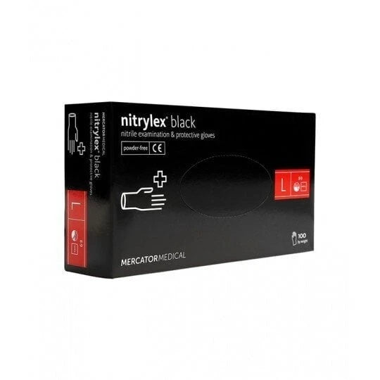 Nitrylex® Nitrilhandskar, puderfreea, L, svart, 100 st