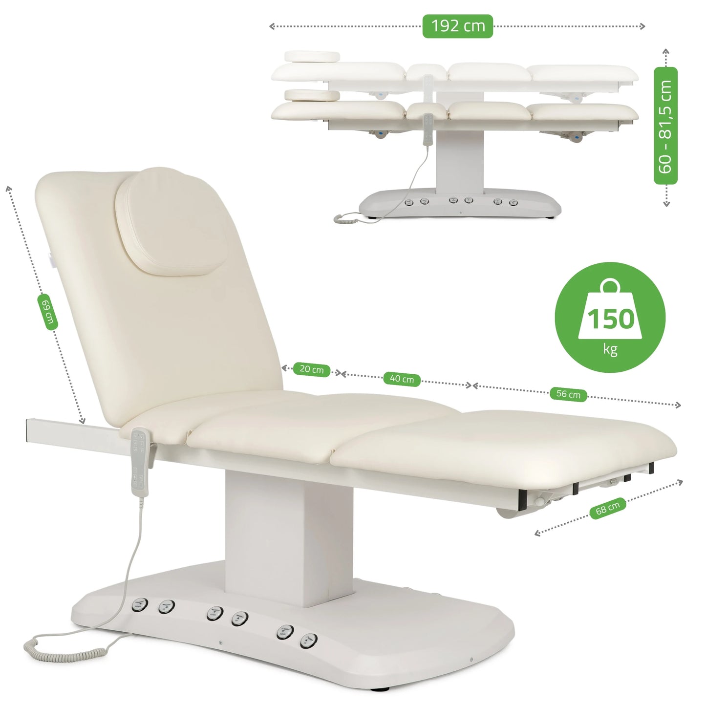 Serenity PRO 4 elektrisk uppvärmd behandlingsbänk för massage och SPA-behandlingar