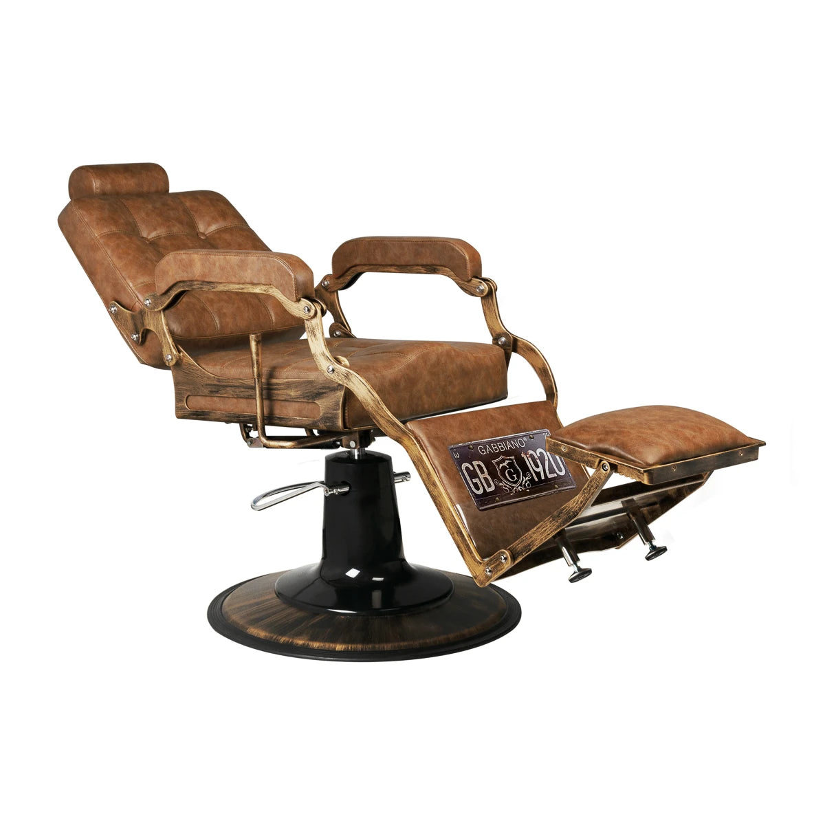 GABBIANO Boss barberarstol Old Leather ljusbrunt