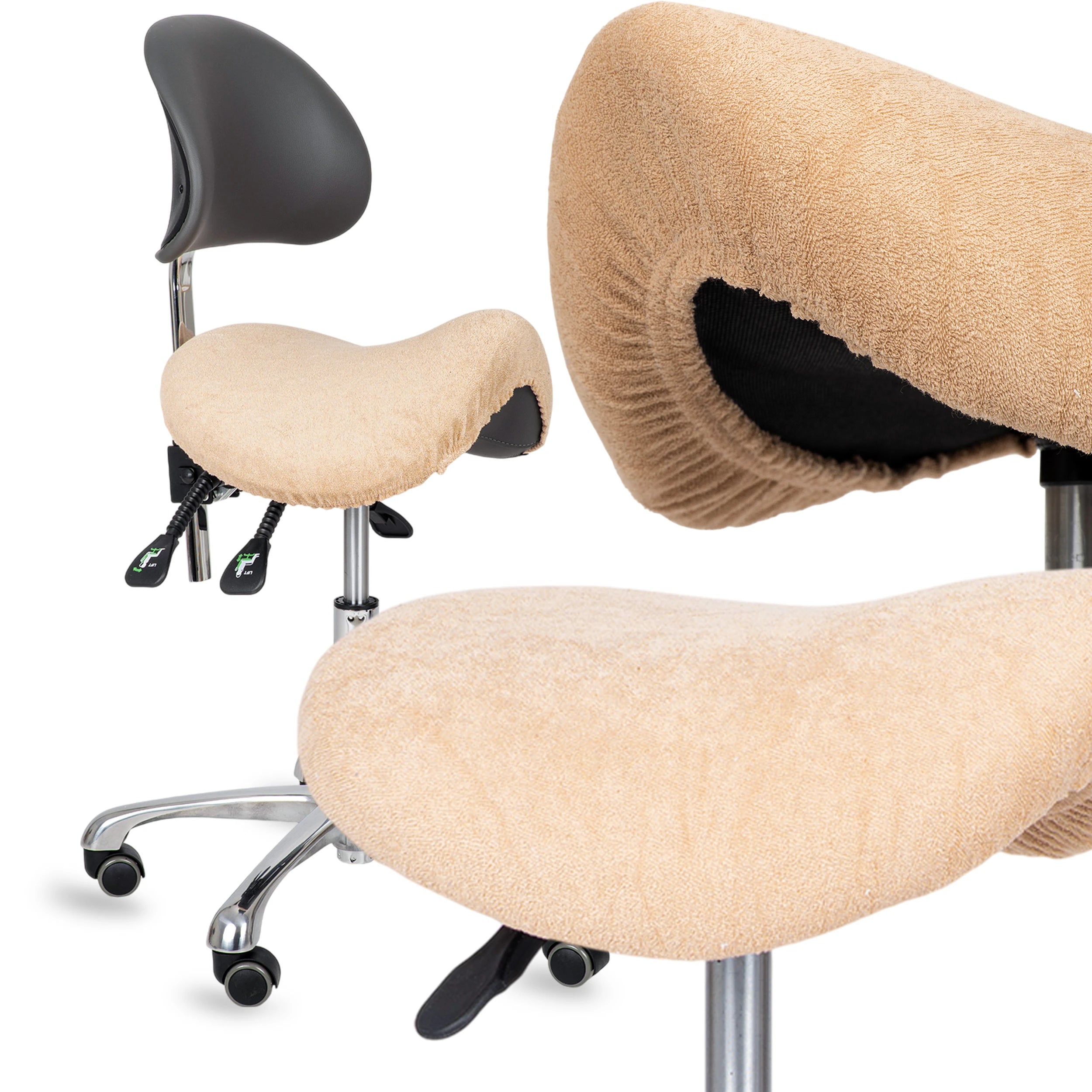 Frotte cover with elastic for stool, diameter 60 cm creamy latte