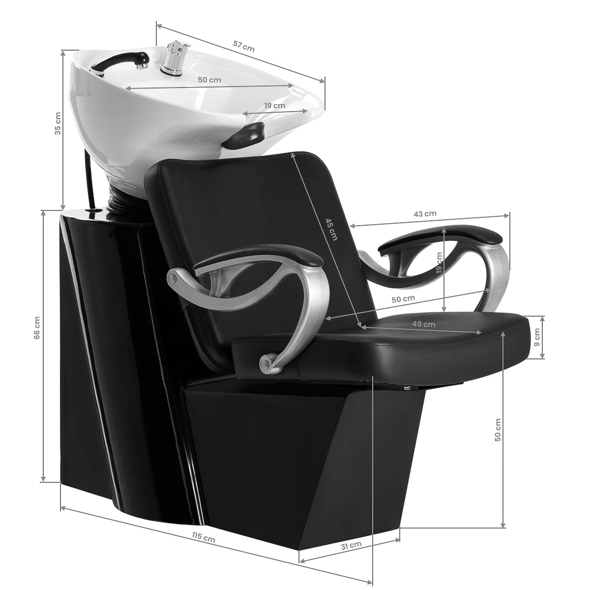 HAIR SYSTEM ZA31 schamponeringsstol, svart