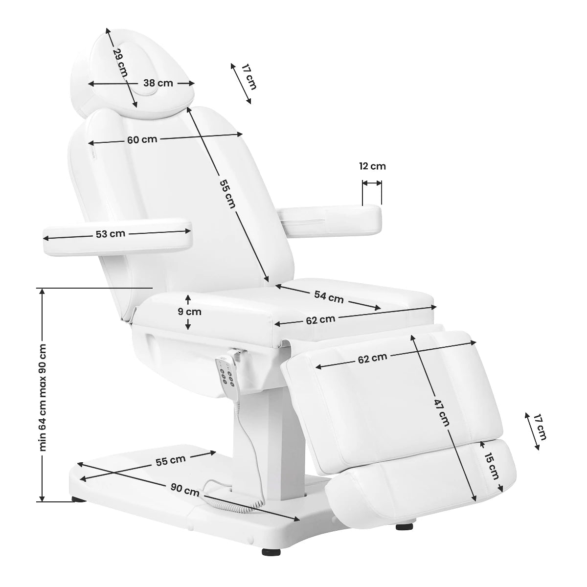 Beauty bed-couche AZZURRO 803D, 3 motors, white