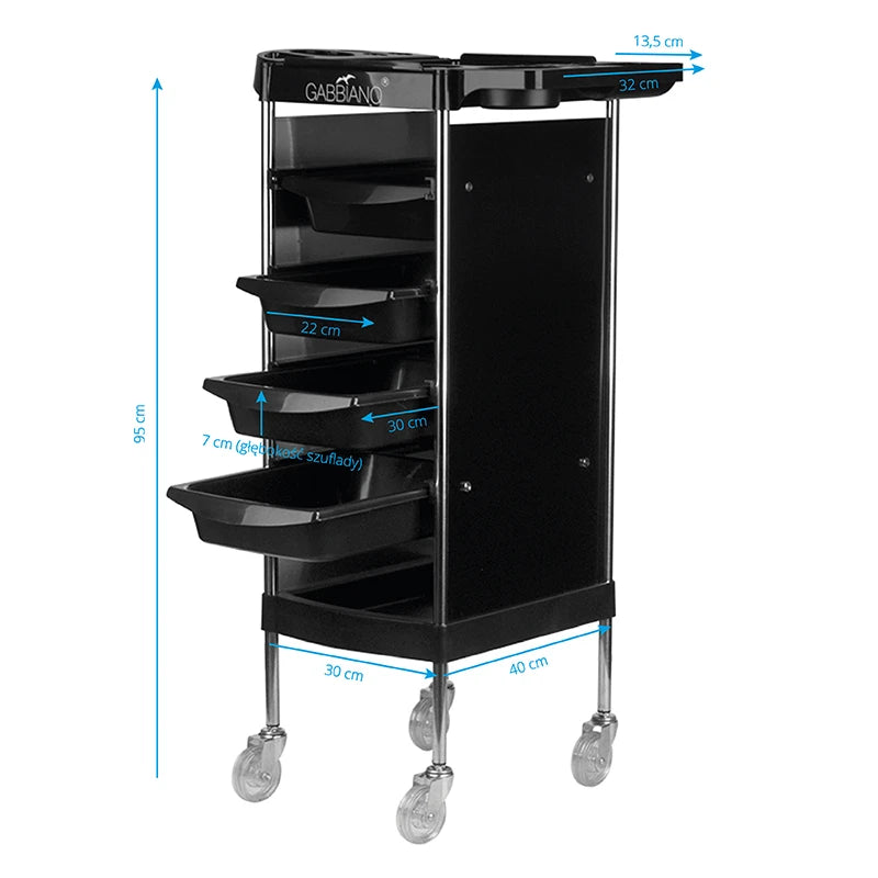 GABBIANO Hairdressing Assistant FX11-B svart rullvagn